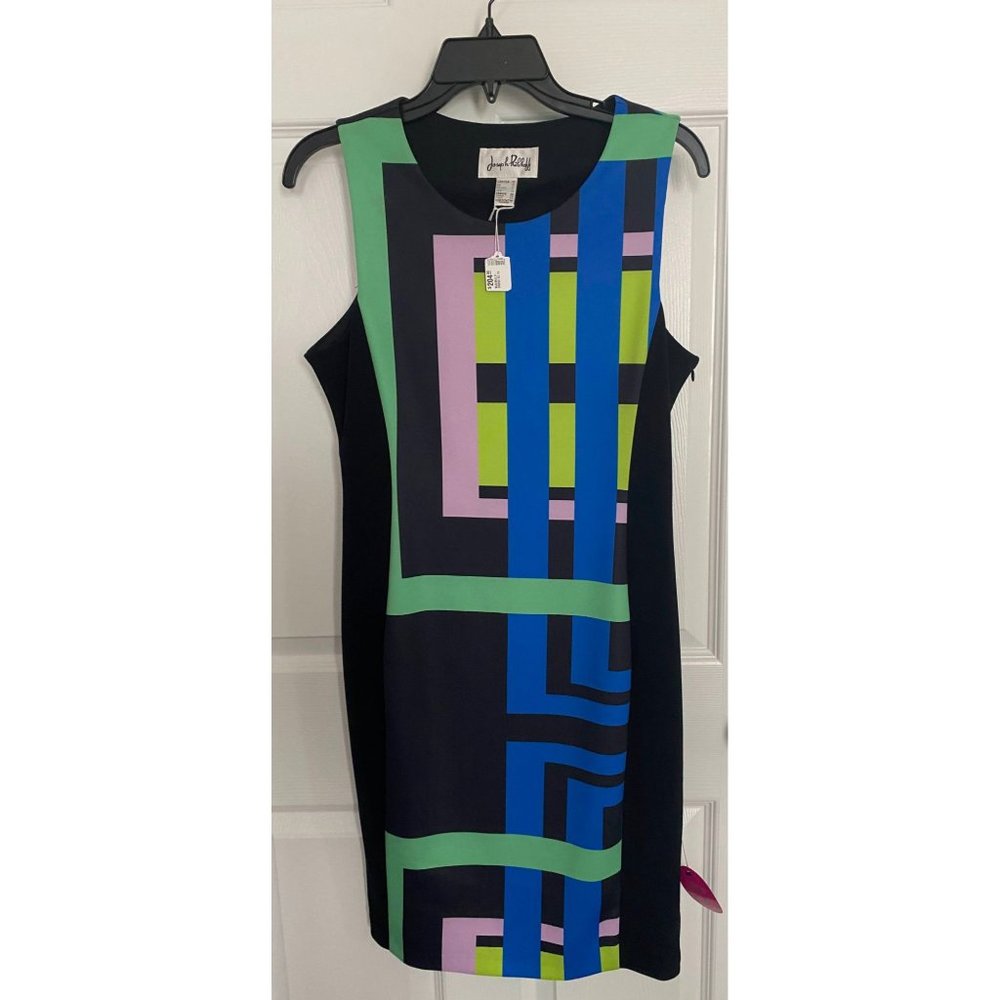 Joseph Ribkoff Black Geometric Sheath Dress- Size 10/NWT